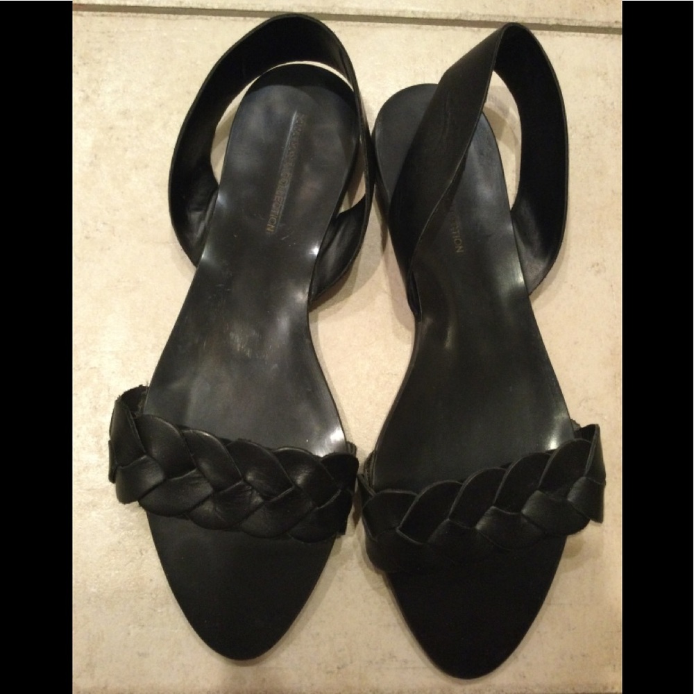 Zara Collection leather braided sling backs